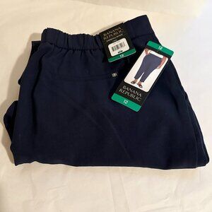 Banana Republic Women's Tapered Pull On Pant Size 12 Navy Blue Carrier Wear NEW